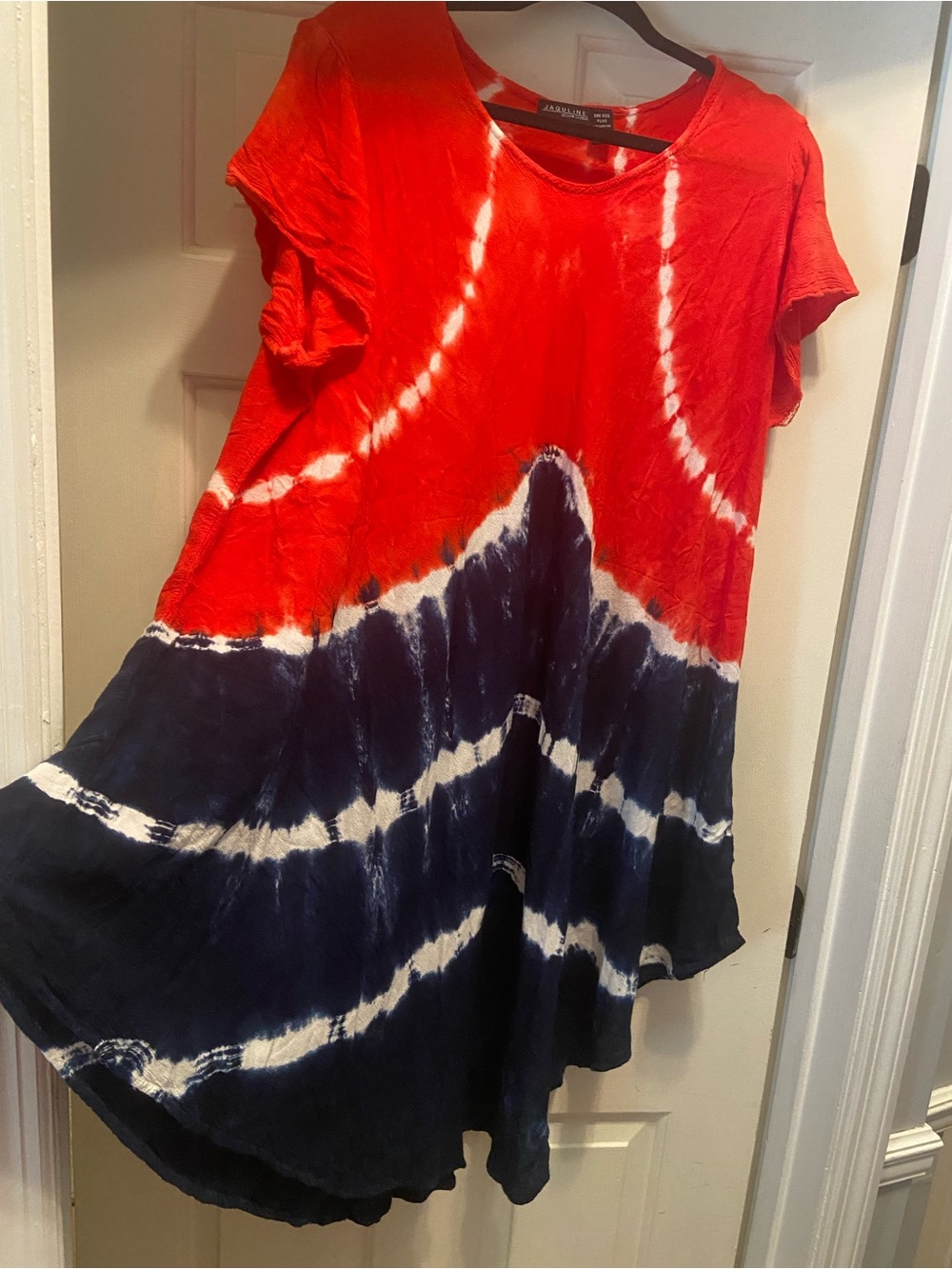 Tie-Dye 1X 2X 3X Dress Plus Red White Blue Swing